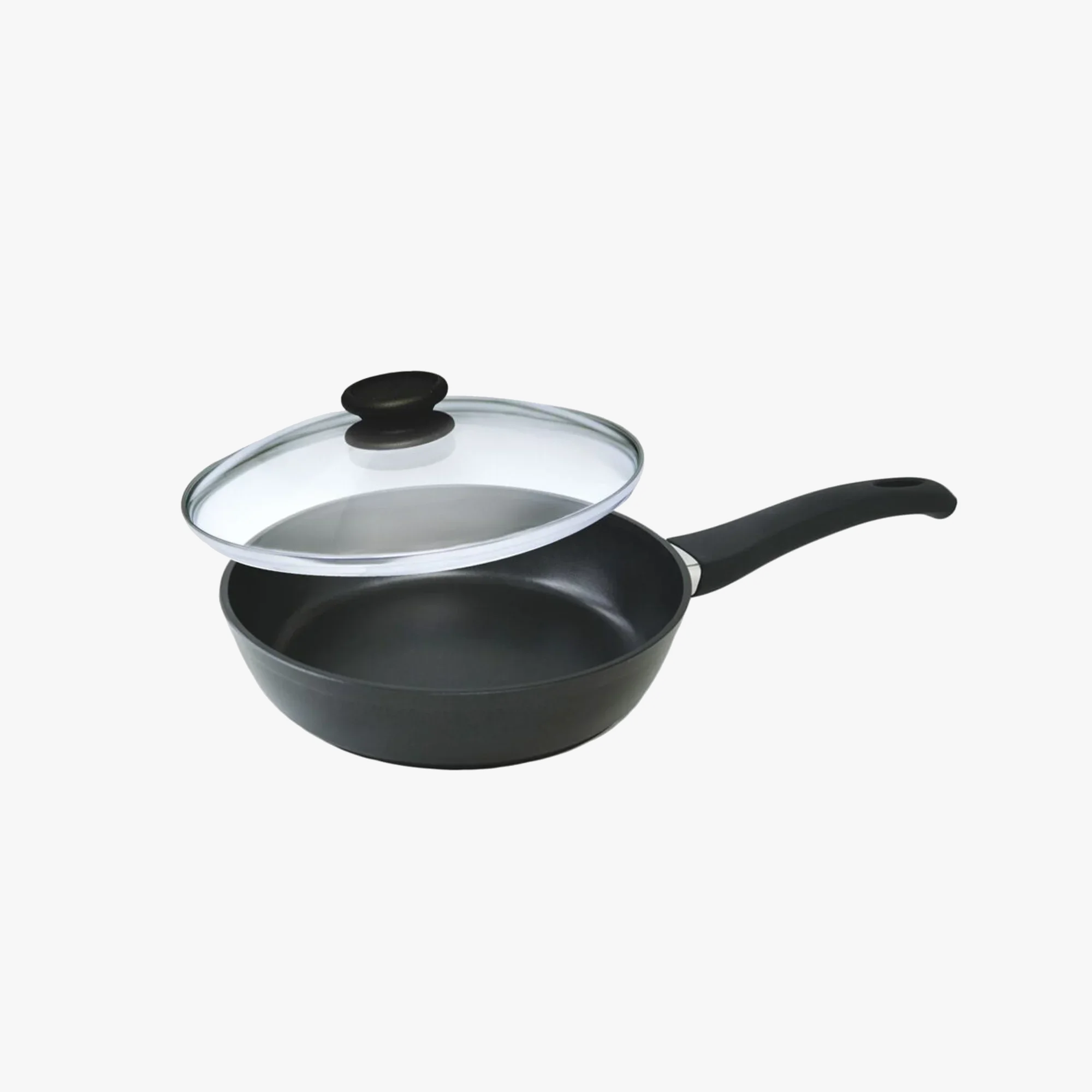 Черный сковорода Гардарика 1222-04-10 Орион с ручкой soft-touch, крышкой 22 см