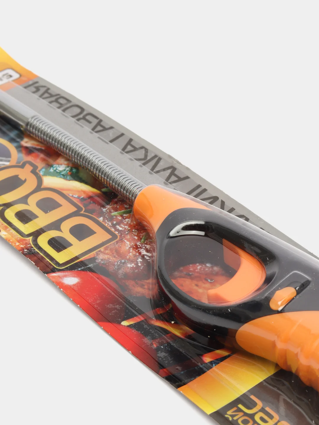 Зажигалка газовая BBQ ECOS 88С-O, с газом, с защитой от ветра, оранжевая с черным