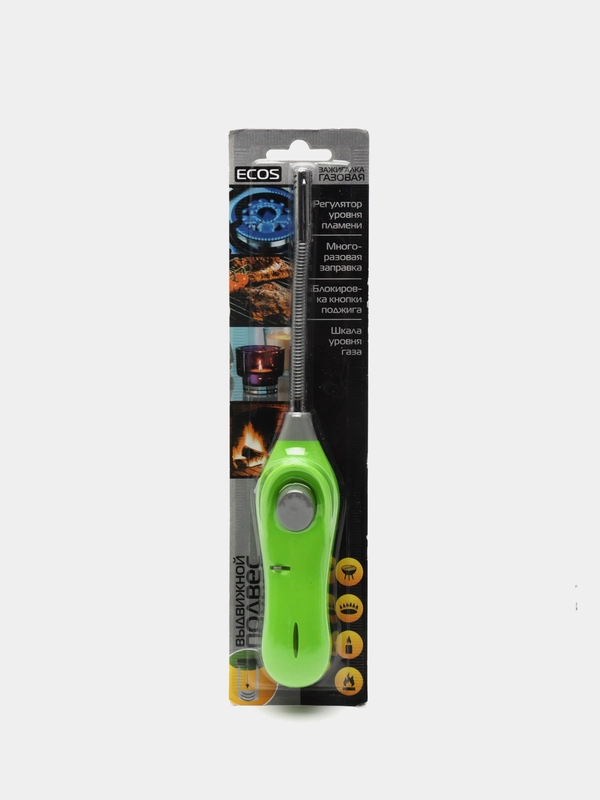Зажигалка газовая ECOS GLF-002G, зеленая