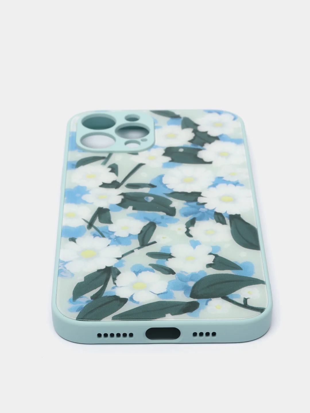 Бирюзовый чехол iPhone 12 Pro Max с принтом