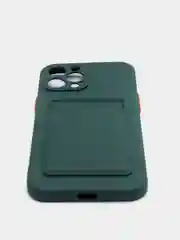 Тёмно-зелёный чехол для iPhone XR, 12, 13, Pro, Max, ХР с карманом для карт защита камеры динамика айфон