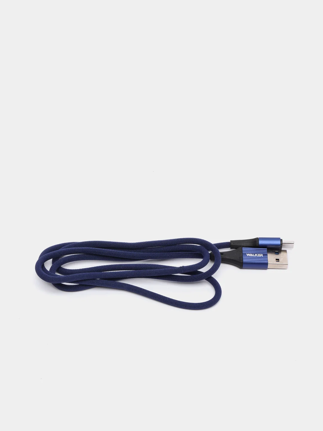 Синий кабель USB - Type-C WALKER C705, в текстильной оплетке