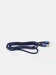 Синий кабель USB - Type-C WALKER C705, в текстильной оплетке