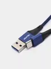 Синий кабель USB - Type-C WALKER C705, в текстильной оплетке
