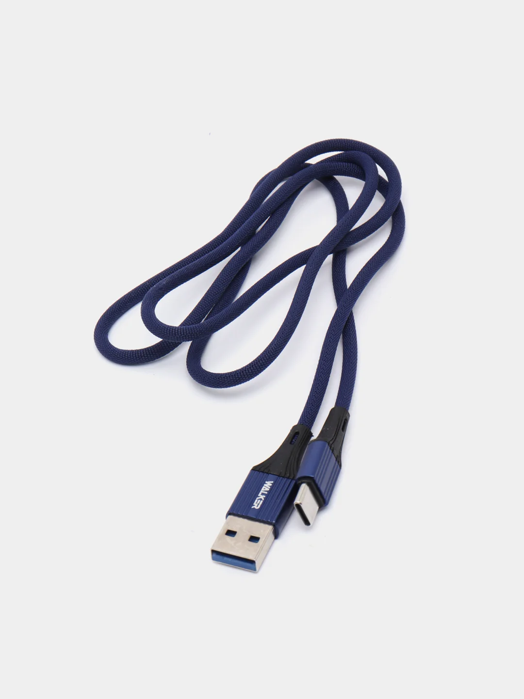 Синий кабель USB - Type-C WALKER C705, в текстильной оплетке