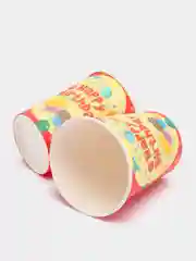 Красный набор бумажных стаканов "С днем рождения!", 10 штук