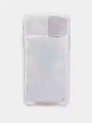Лавандовый чехол iPhone 11 силиконовый переливающийся жидкий с блестками и защитой камеры