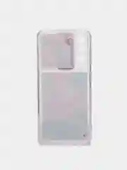 Коралловый меланж чехол Samsung Galaxy S21 силиконовый переливающийся жидкий с блестками и защитой камеры