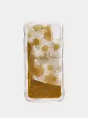 Желтый чехол iPhone X / Xs силиконовый переливающийся жидкий с блестками