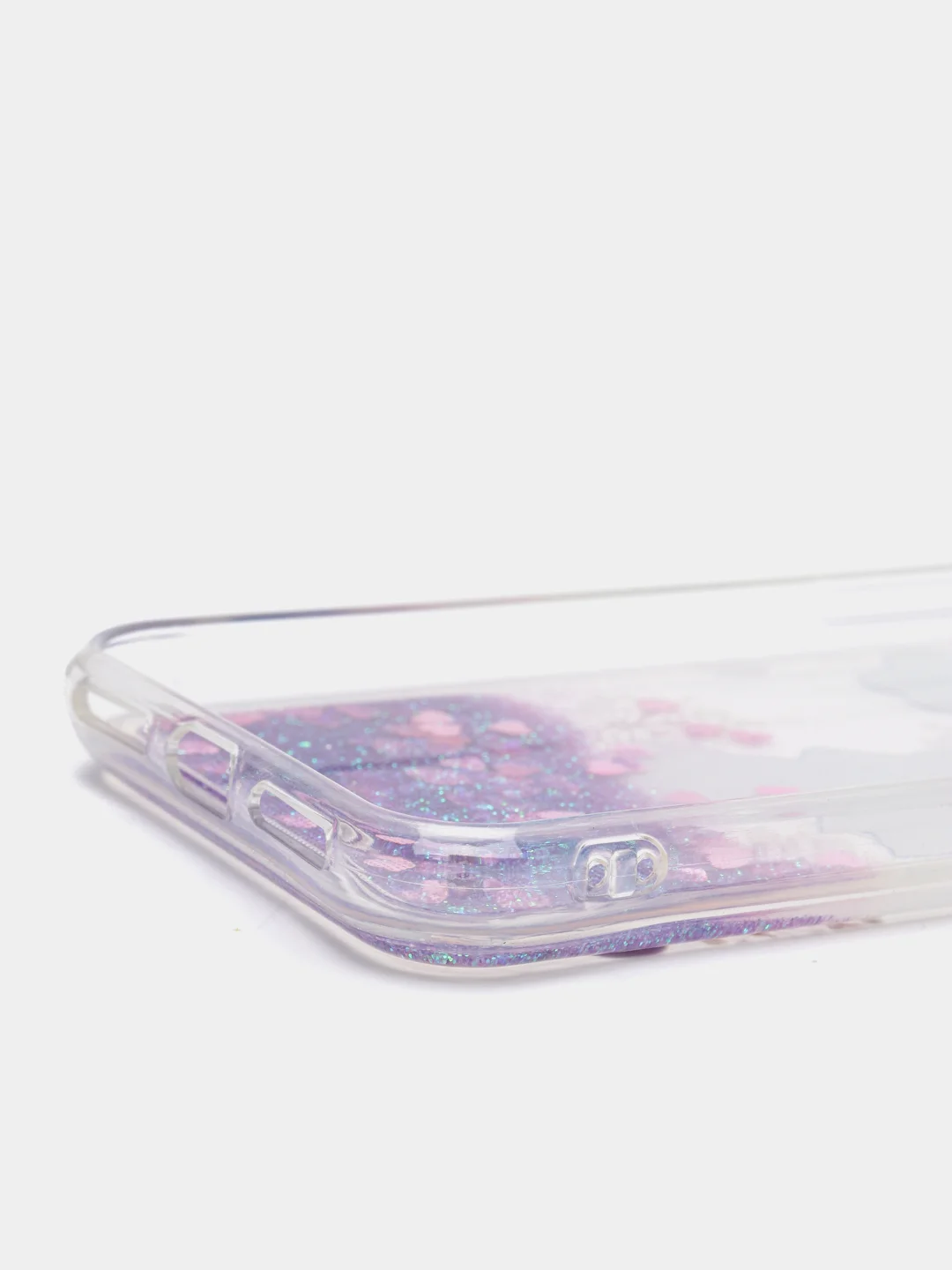 Лавандовый чехол iPhone X / Xs силиконовый переливающийся жидкий с блестками