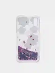 Лавандовый чехол iPhone X / Xs силиконовый переливающийся жидкий с блестками