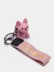 Розовый брелок собака бульдог