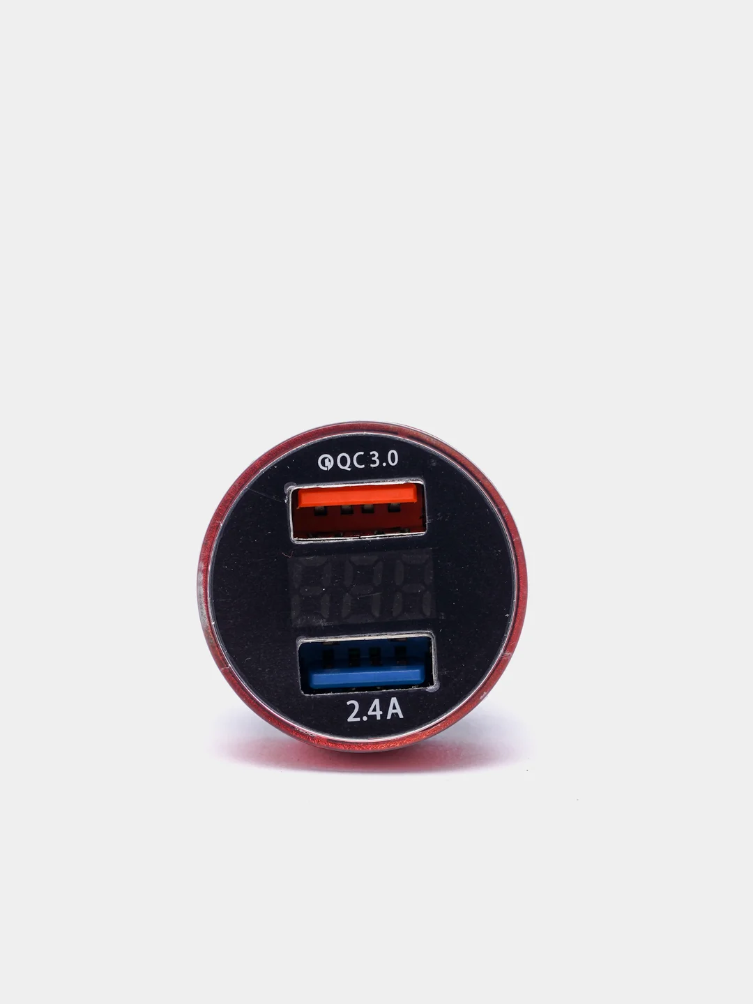 Красный автомобильное зарядное устройство, 2 USB, QC 3.0, быстрая зарядка, 2,4 А