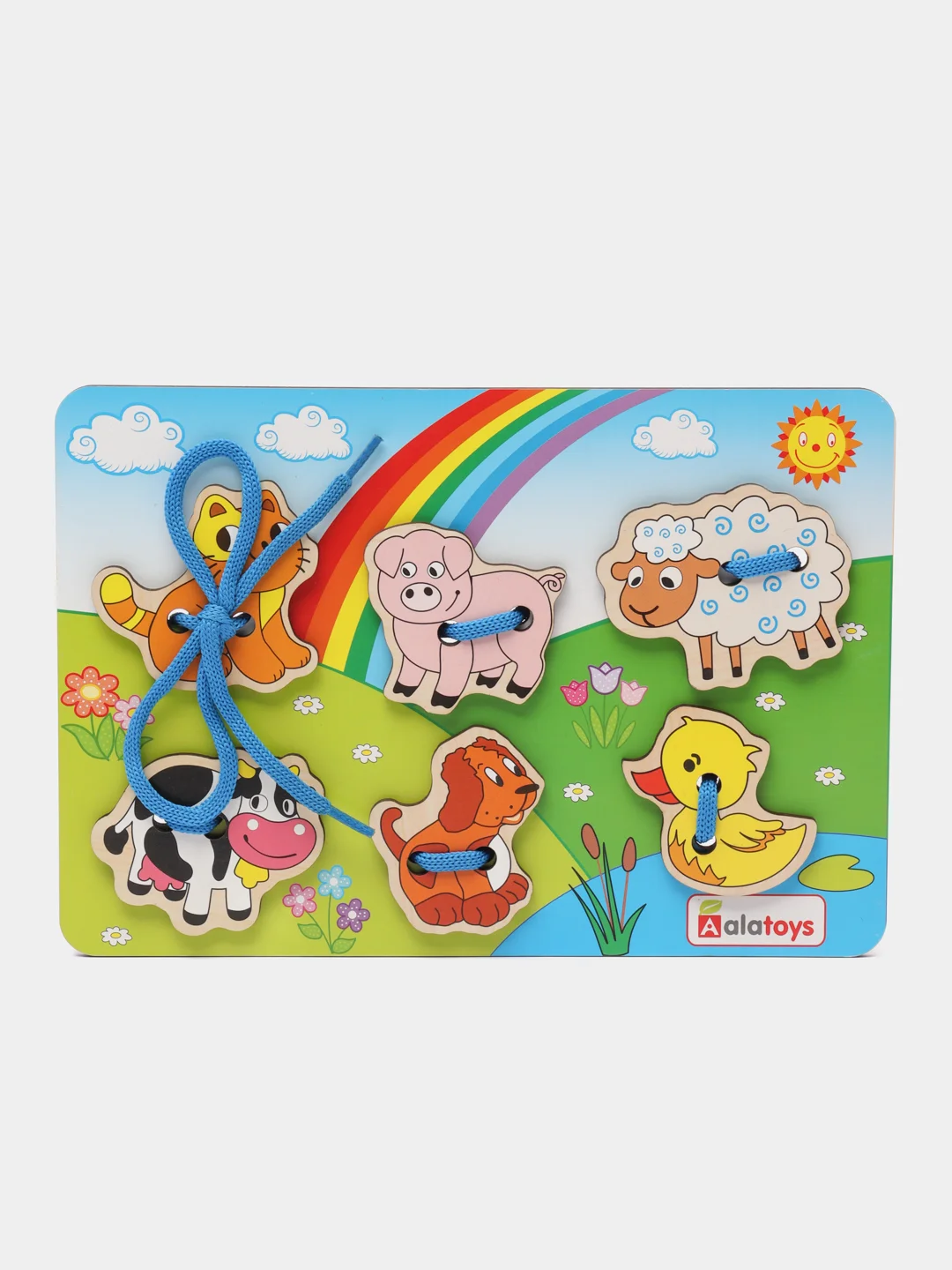 Деревянная развивающая игрушка - Шнуровка Ферма и Саванна