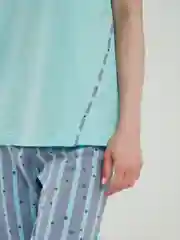 Голубой пижама женская с бриджами