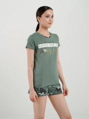 Костюм с шортами и футболкой, пижама женская из хлопка с лайкрой