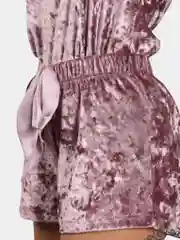 Тёмно-розовый женская пижама с шортами из бархата на бретельках, женский комплект