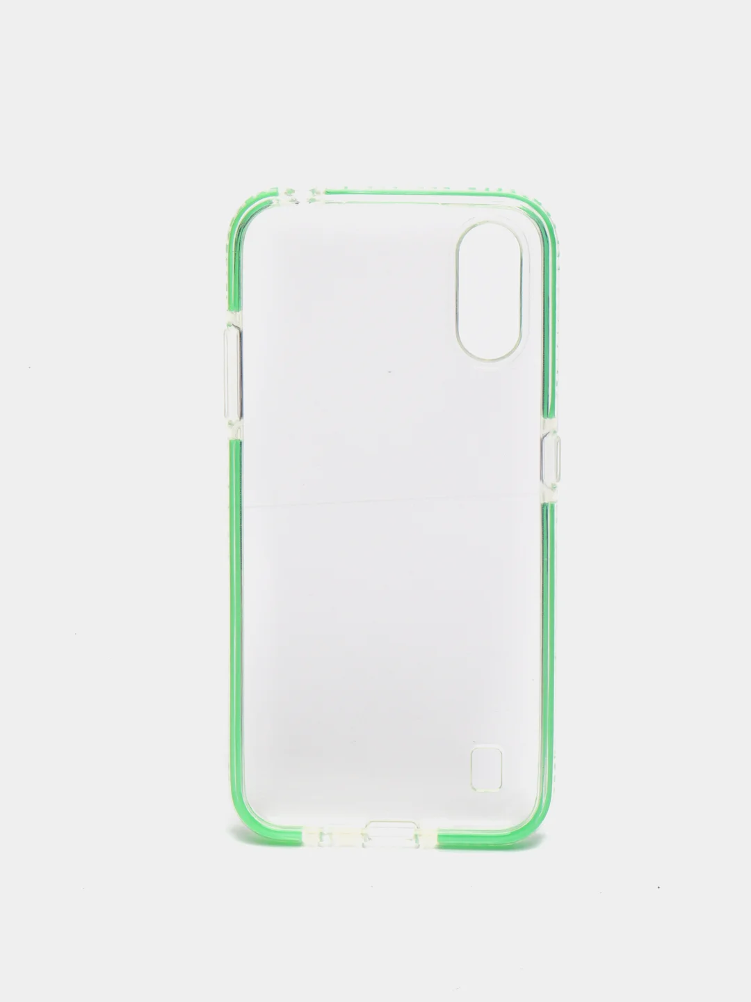 Лайм чехол силиконовый прозрачный на Samsung A01, с цветной вставкой