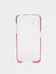 Красный чехол силиконовый прозрачный на Samsung A01, с цветной вставкой