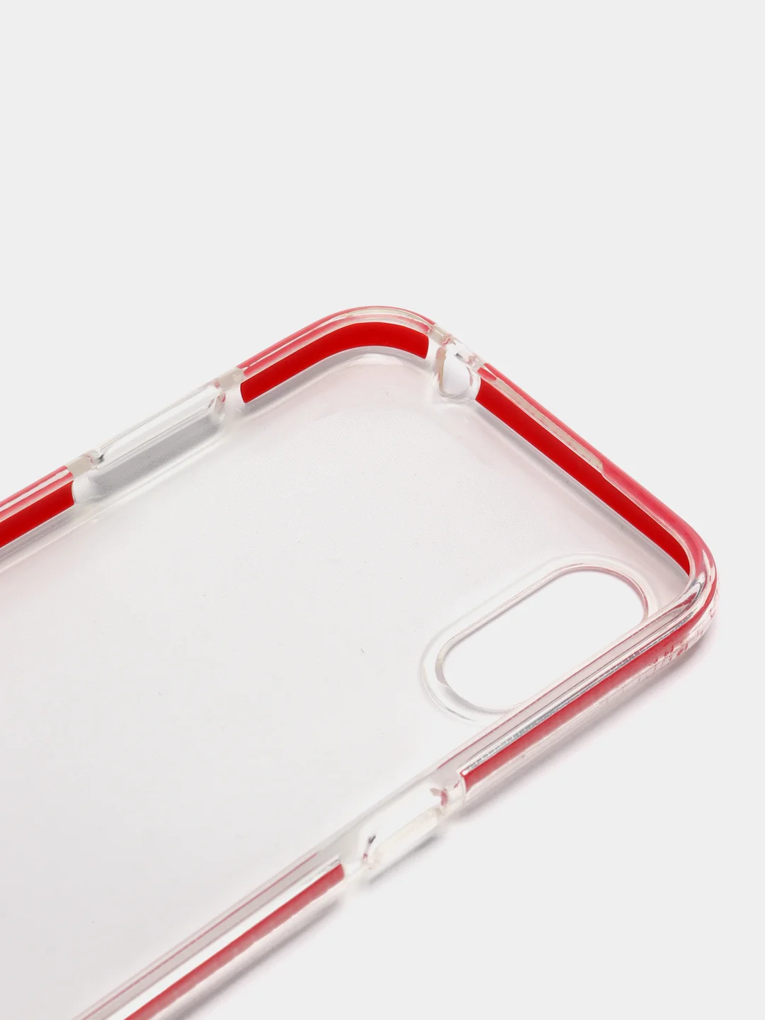 Красный чехол силиконовый прозрачный на Samsung A01, с цветной вставкой