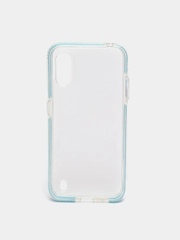Чехол силиконовый прозрачный на Samsung A01, с цветной вставкой