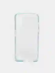 Голубой чехол силиконовый прозрачный на Samsung A01, с цветной вставкой