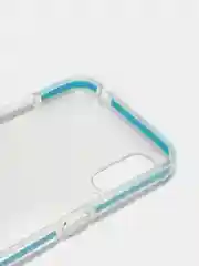 Голубой чехол силиконовый прозрачный на Samsung A01, с цветной вставкой
