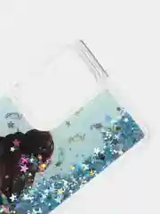 Небесно-голубой чехол Samsung Galaxy A72 (Самсунг Галакси А72) переливающийся жидкий с блестками