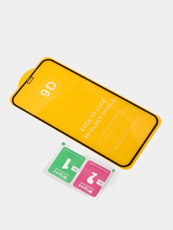 Защитное стекло 9D для iPhone всех моделей с тонкой черной рамкой