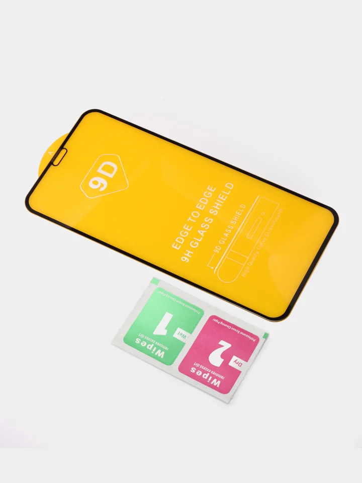 Защитное стекло 9D для iPhone всех моделей с тонкой черной рамкой