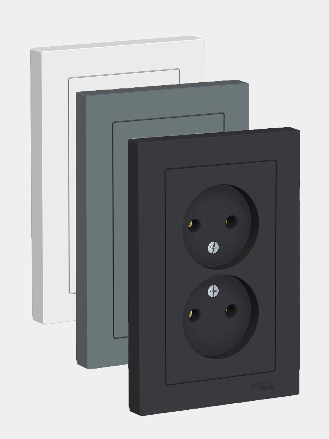 Розетка двойная без заземления Schneider Electric AtlasDesign, в сборе, ATN000120