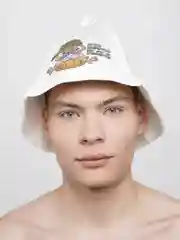 Молочный шапка банная с надписью