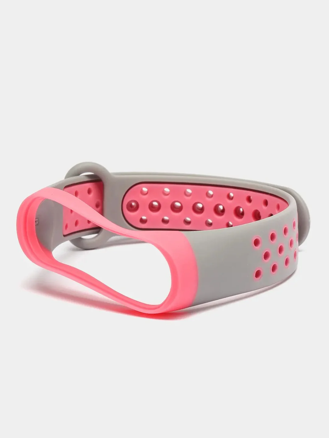 Розовый перфорированный cиликоновый ремешок для Xiaomi Mi Band 3 и Mi Band 4, ми банд 3/4