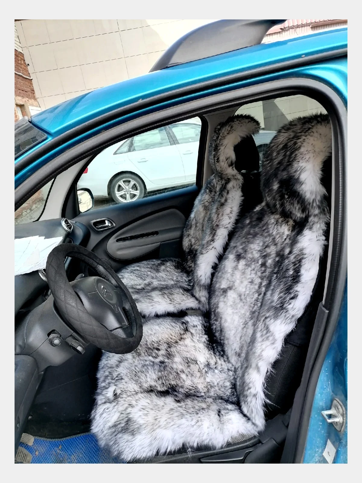 Серебряный меховые накидки на сиденье автомобиля из австралийской овчины, 1 штука