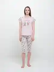 Розовый пижама женская, с бриджами