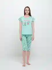 Мятный пижама женская, с бриджами