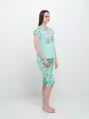 Мятный пижама женская, с бриджами