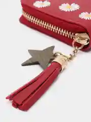 Багровый кошелек женский с рисунком из эко кожи, на молнии, Ромашка для девочки, на подарок