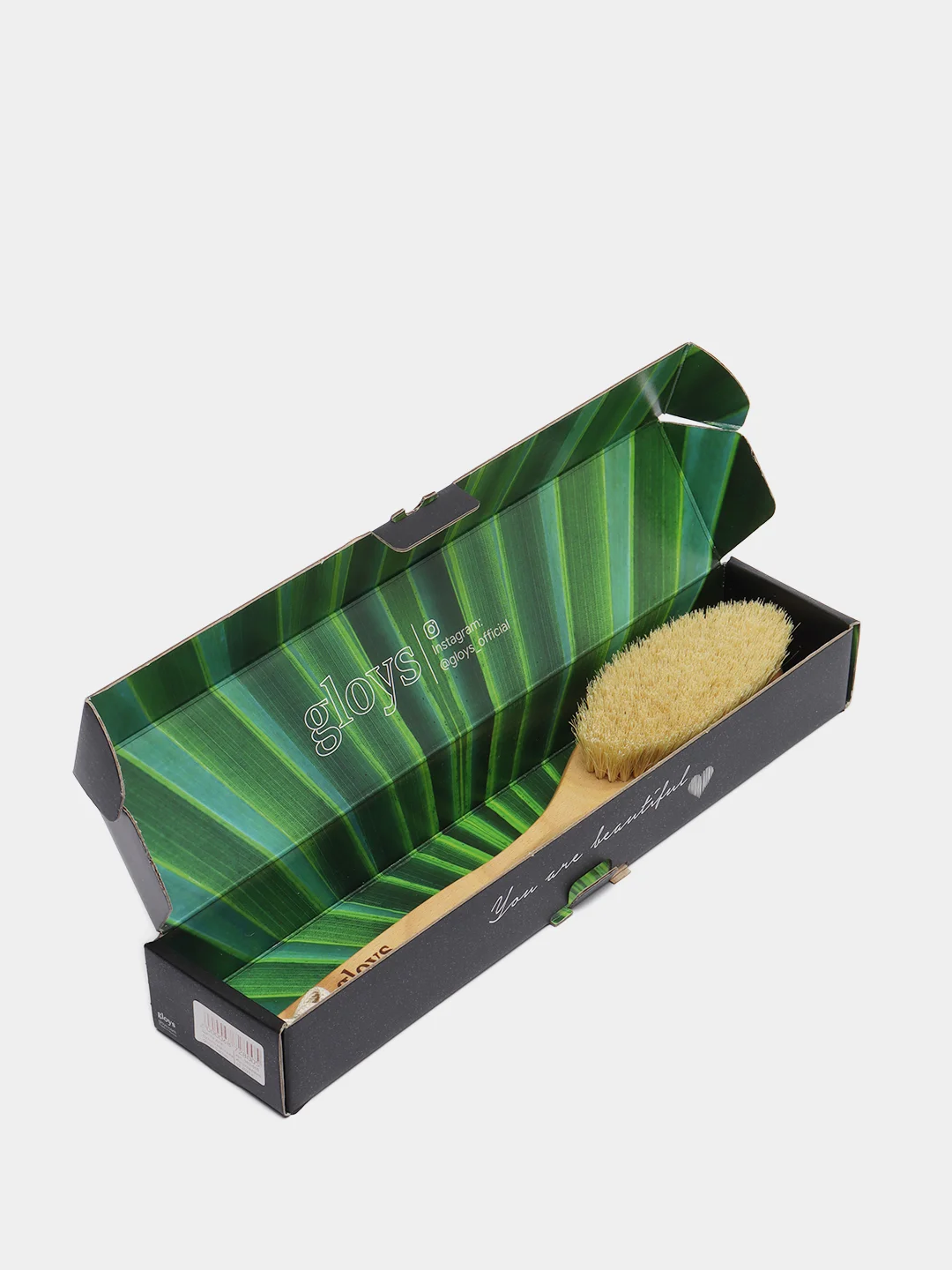 Щетка для сухого массажа gloys Cactus, жесткая, с волокнами кактуса, 39 см