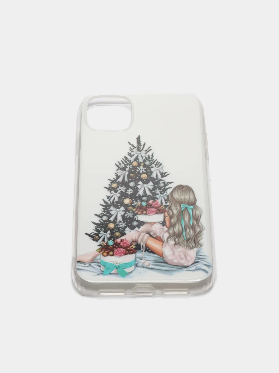 Бирюзовый чехол iPhone 11, 12/ 12 Pro 6.1 mini, 7/ 8/ SE 2020, 5/ 5s /se 2016 с новогодним рисунком