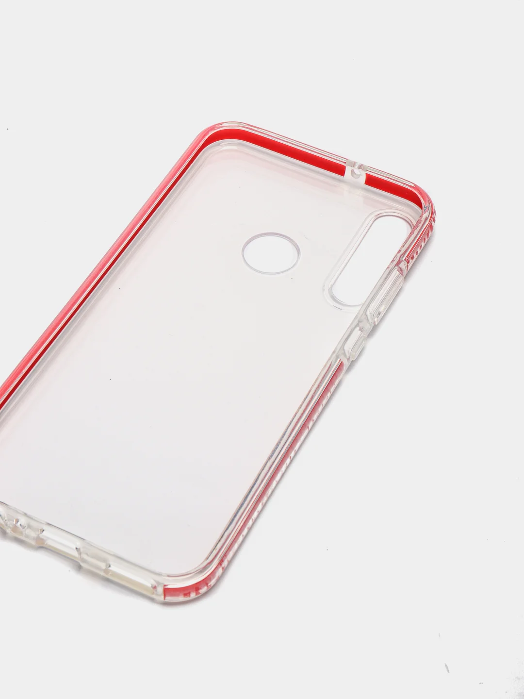Красный чехол силиконовый прозрачный с цветной вставкой Y7P / P40 Lite E