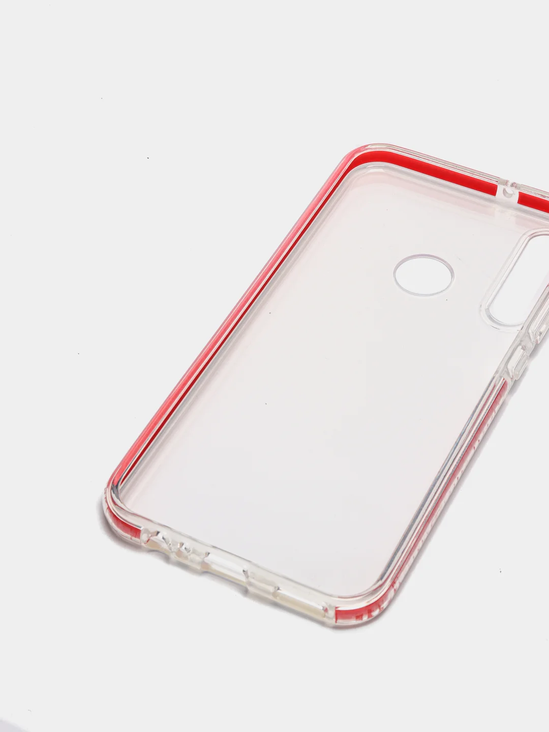 Красный чехол силиконовый прозрачный с цветной вставкой Y7P / P40 Lite E