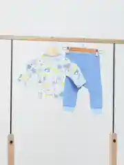 Голубой плзунки/комплект для новорождённых/штанишки и кофточка/распашонка/хлопок/детские