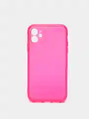 Розовый чехол для iPhone 11 прозрачный цветной силиконовый