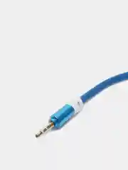 Синий аудио кабель Jack 3.5 - Jack 3.5, 1м (плоский кабель силиконовый)