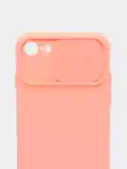 Коралловый чехол iPhone 7 / 8 / SE 2020 силиконовый с закрывающейся камерой