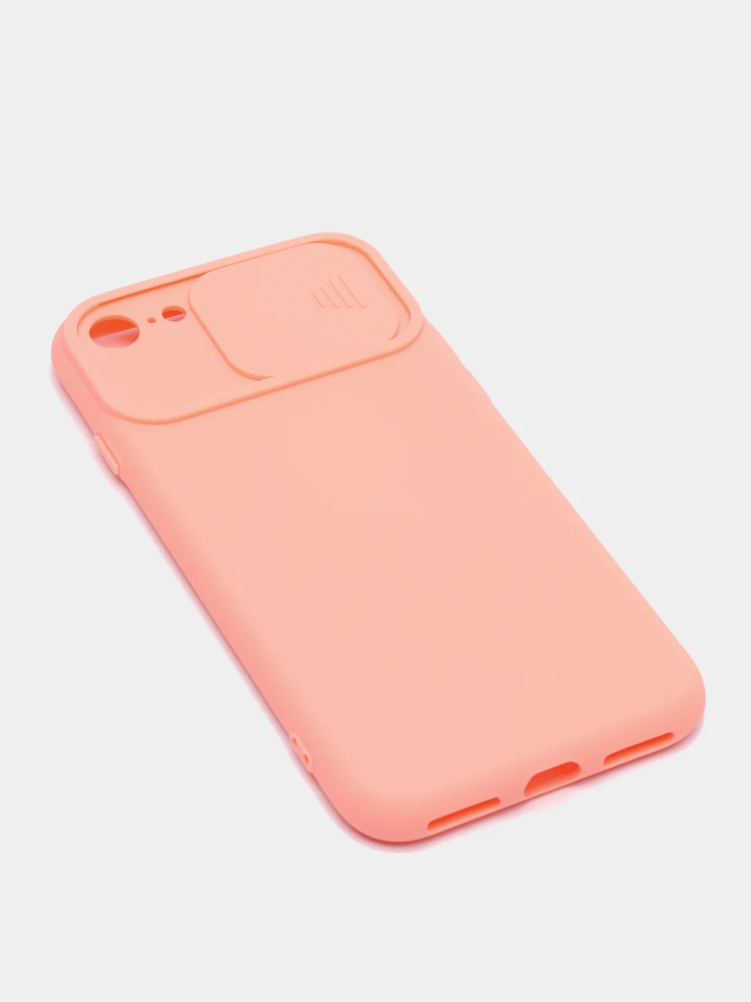 Коралловый чехол iPhone 7 / 8 / SE 2020 силиконовый с закрывающейся камерой