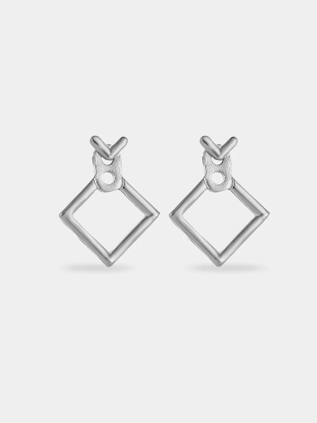 Серебряный серьги-гвоздики квадратные, 2 цвета