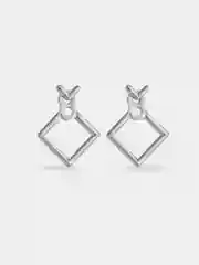 Серебряный серьги-гвоздики квадратные, 2 цвета