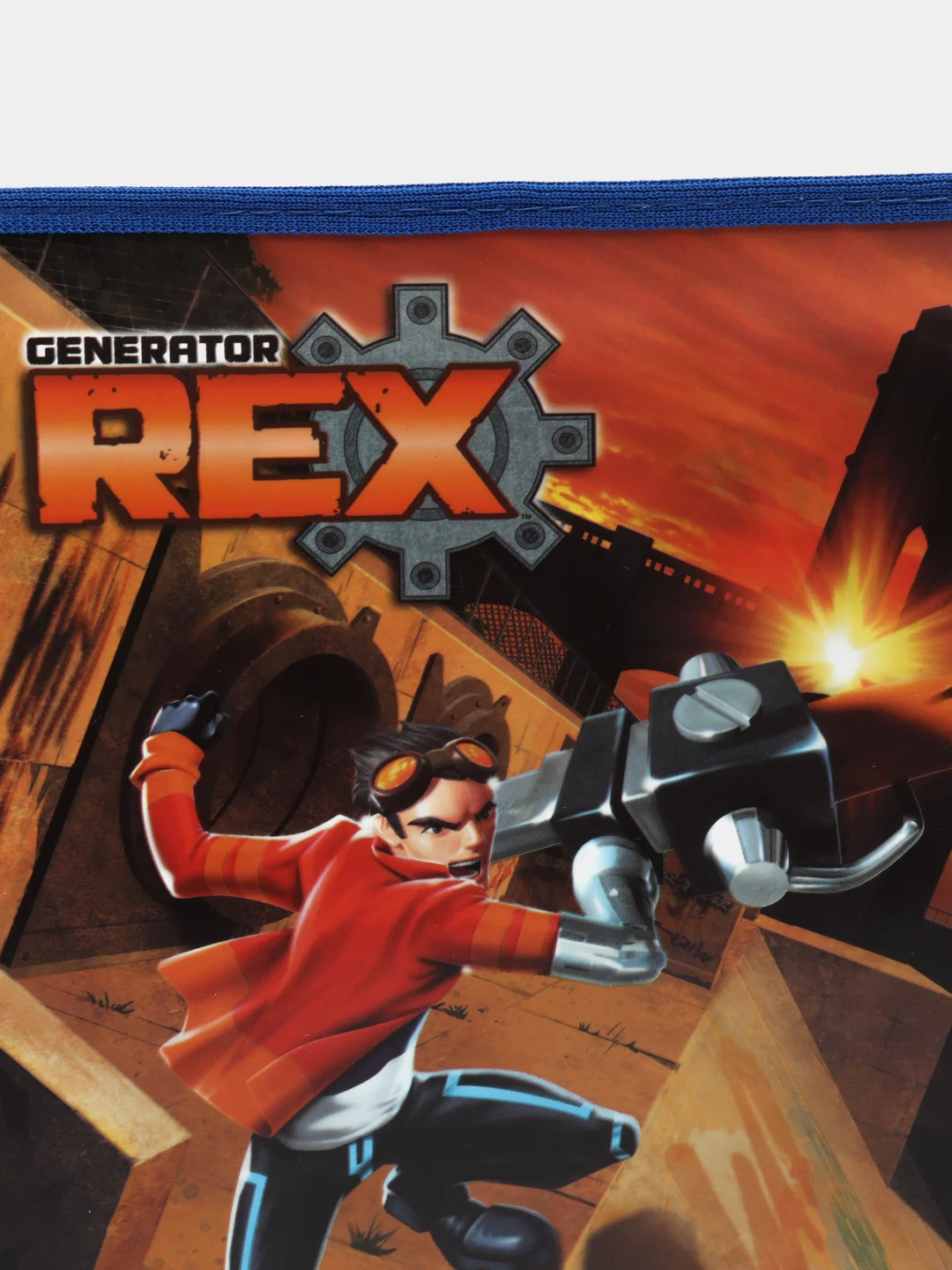 Синий папка школьная для тетрадей (труда) "Generator Rex", 2 отделения, А4, на молнии, без ручек